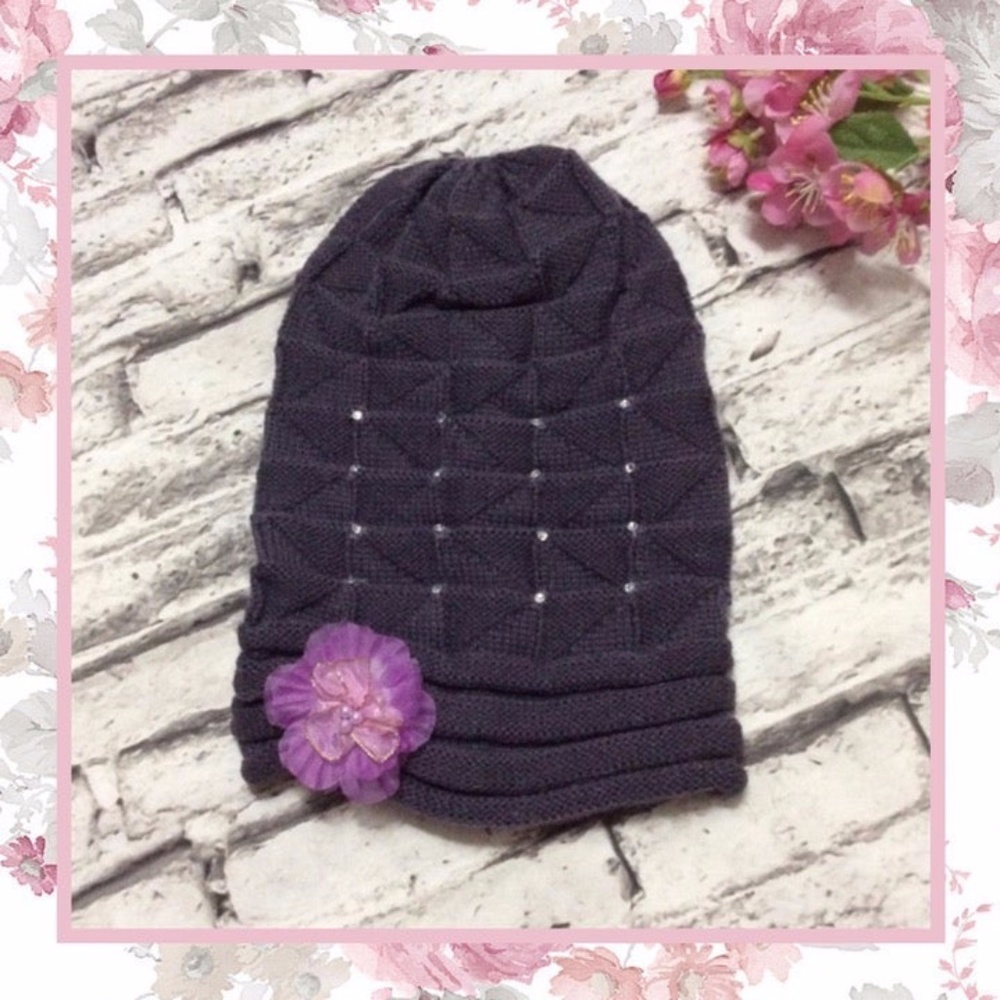 🌸 HAT BEANIE COVER BLING HIPSTER CAP BOHO FLOWER BOHEMIAN RHINESTONE DIAMOND